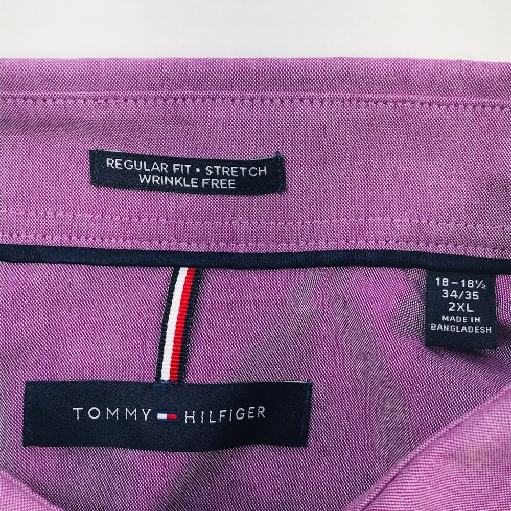 Tommy Hilfiger Men's Sz 18 18.5 34/35 2XL Long Sleeve Button Down Shirt Preowned - Picture 5 of 15